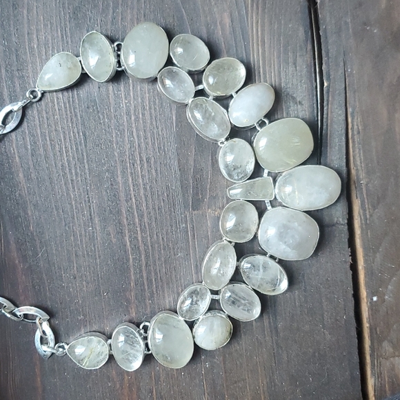 New Oversized Golden Rutile 925 Silver Statement Necklace. - Picture 11 of 16